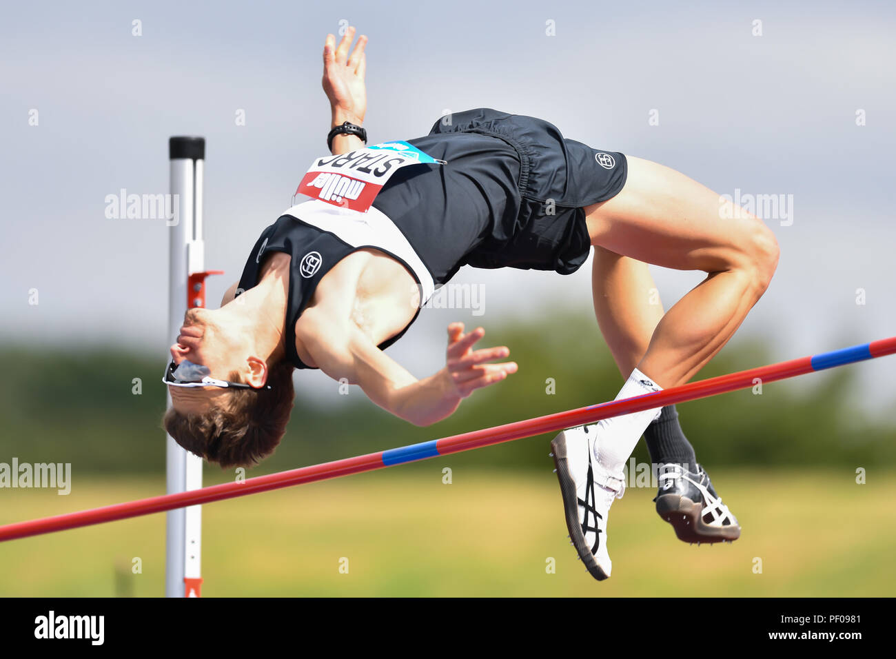 Birmingham, UK. 18 août 2018. Brandon Starc (AUS) en Hight Jump pendant 2018 IAAF Diamond League - Birmingham au Alexander Stadium le Samedi, 18 août 2018. BIRMINGHAM, ANGLETERRE. Credit : Crédit : Wu G Taka Taka Wu/Alamy Live News Banque D'Images