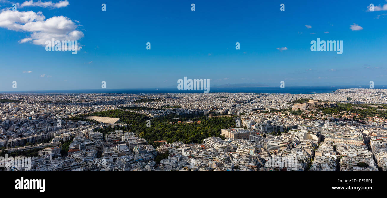 Athènes, Grèce. Stade Panathénaïque d'Athènes et l'Acropole et vue aérienne de la ville Banque D'Images