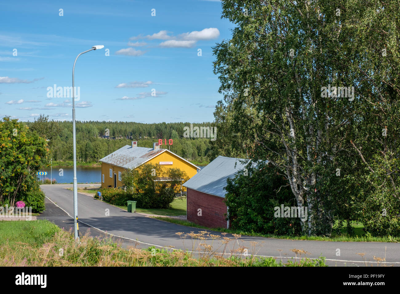 Le cinéma à Pajala, dans le nord de la Suède. Le cinéma est mentionné dans une chanson intitulée suédois classiques Vintersaga. Banque D'Images