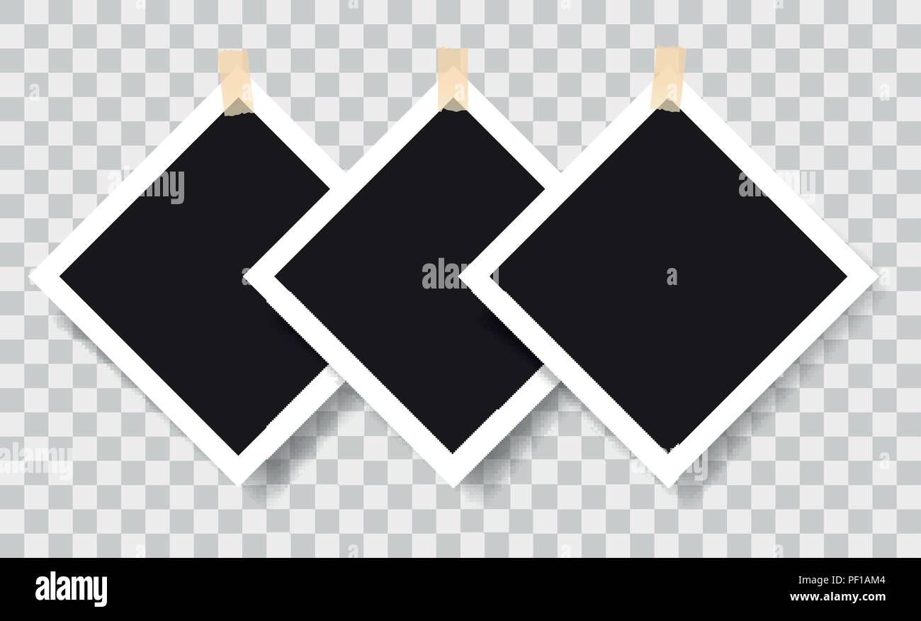 Cadres photo réaliste avec les bandes adhésives, vector illustration sur fond transparent Illustration de Vecteur