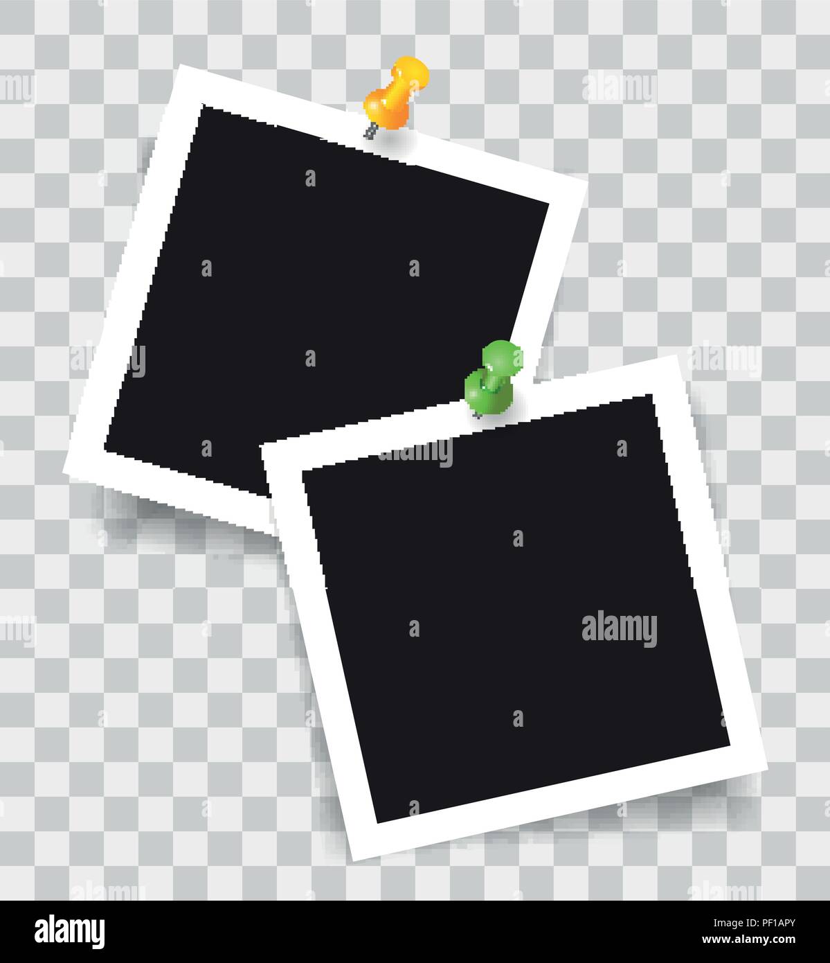 Cadre photo réaliste avec les broches de couleur, vector illustration sur fond transparent Illustration de Vecteur