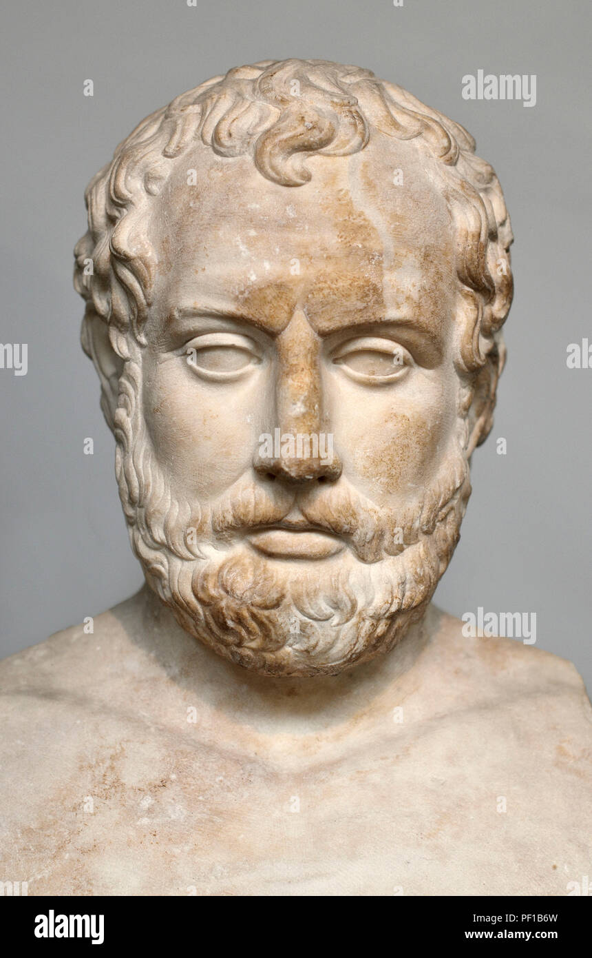 En tête d'Aischines (orateur athénien : c390-C314) British Museum, Bloomsbury, London, England, UK. Copie romaine de Bitolia, Macédoine. Banque D'Images