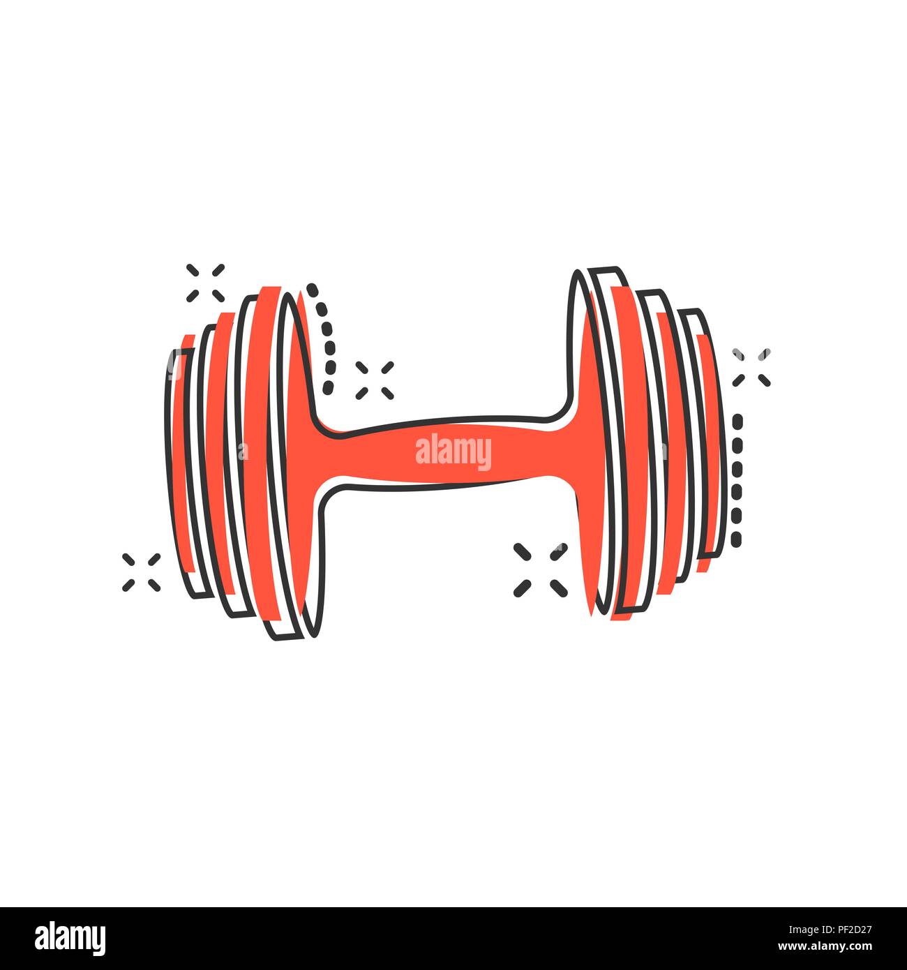 Vector cartoon Sport fitness haltère icône dans le style comique. Barbell concept illustration pictogramme. Bodybuilding sport business effet splash concept. Illustration de Vecteur