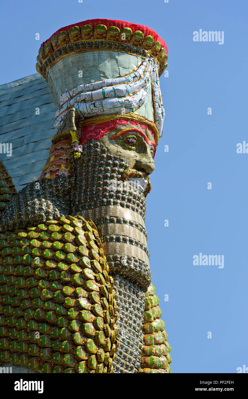 'Lamassu', une divinité ailée qui gardé Nergal Gate à l'entrée de la ville antique de la ville assyrienne de Ninive. Il a été détruit par ISIS en 2015 Banque D'Images