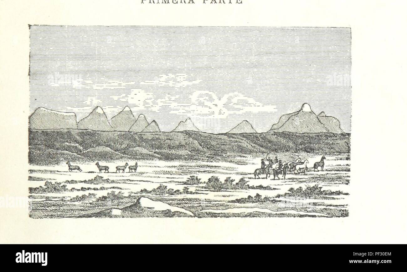 Libre à partir de la page 9 de "Viaje al pais de los Tehuelches, pt. I. Exploraciones en la Patagonia austral. [Avec carte.]' . Banque D'Images