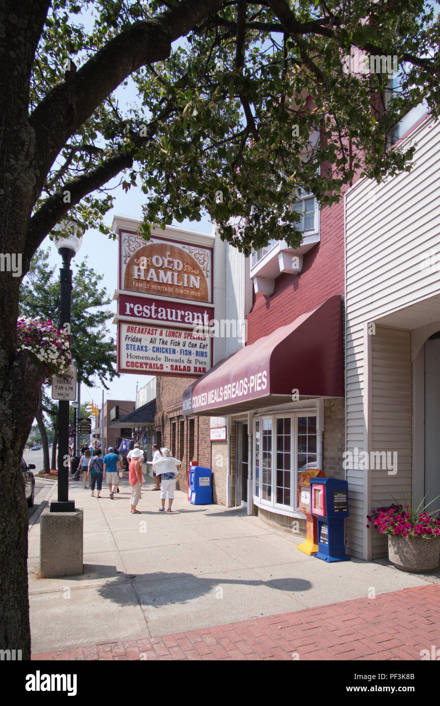Ancien restaurant au centre-ville de Hamlin Ludington, Michigan, USA. Banque D'Images