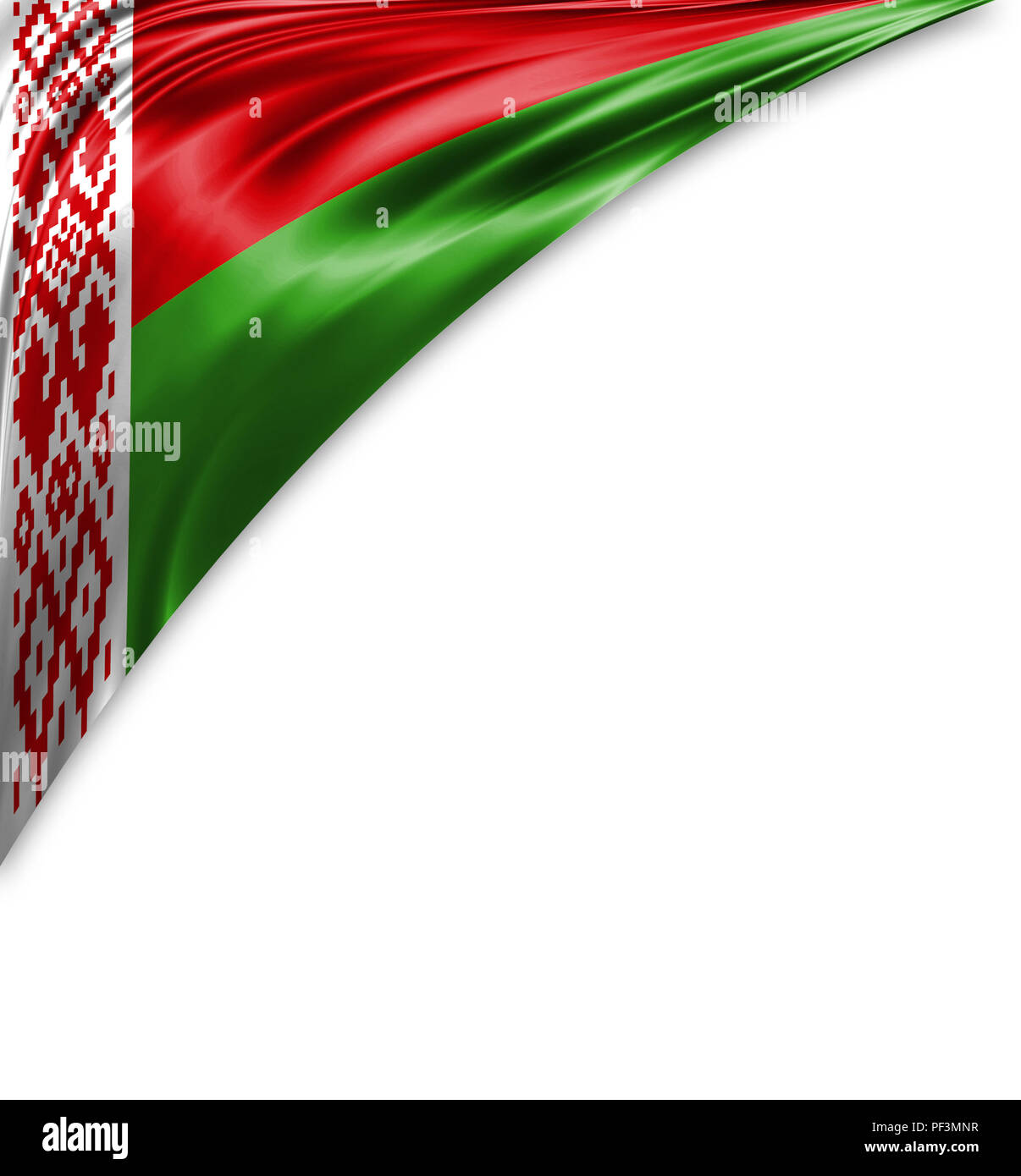 Le Bélarus drapeau de soie avec copyspace pour votre texte ou images et fond blanc. Banque D'Images