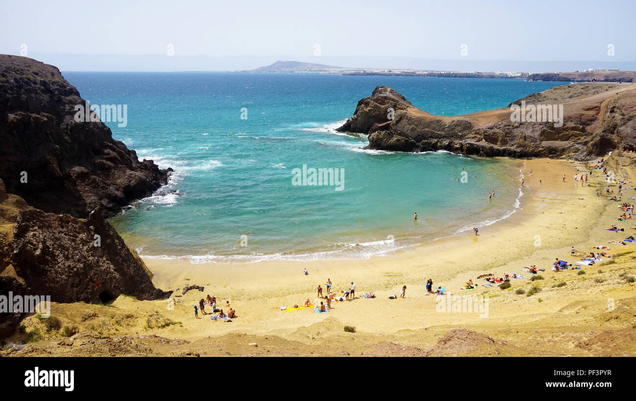 Vue Magnifique De Playa Plage De Papagayo Lanzarote îles