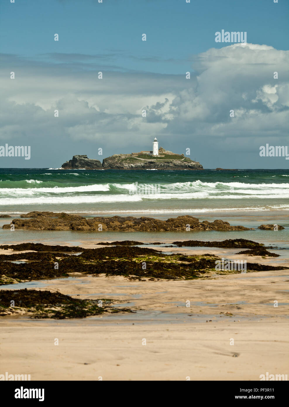 Gwithian Godrevy Lighthouse, Towans, Cornwall, UK Banque D'Images