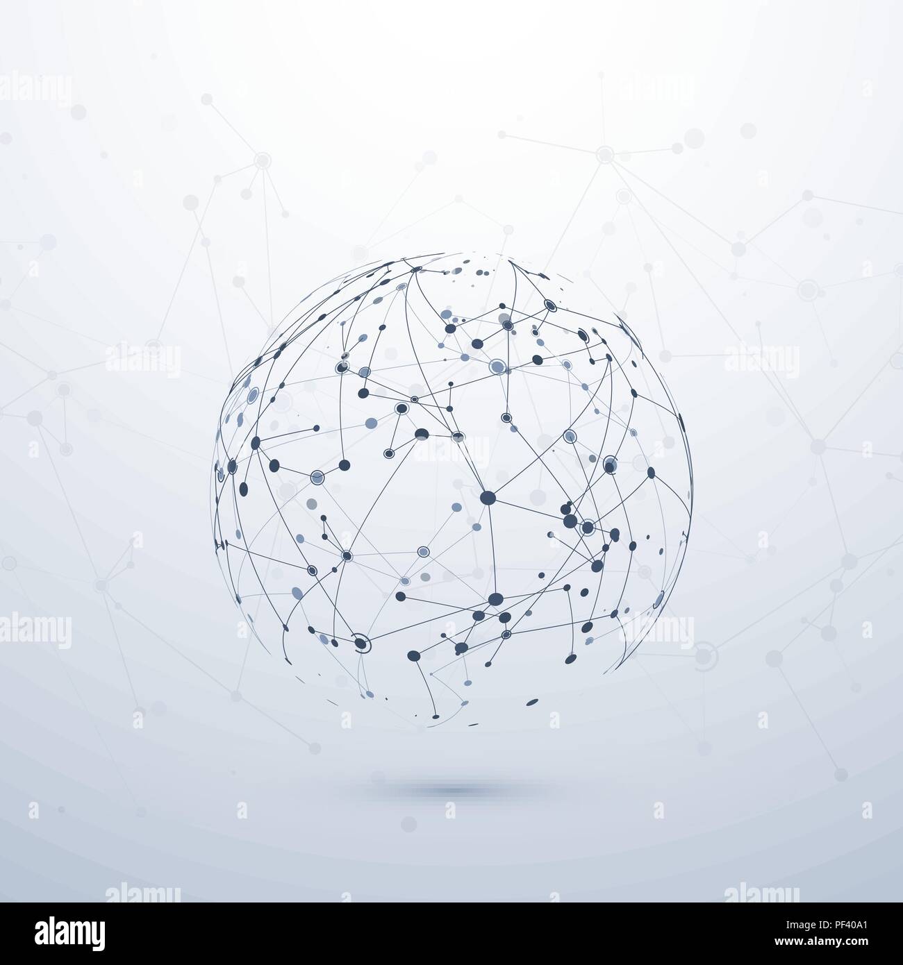 La visualisation de données Plexus. Connexion au noeud chimiques complexes. Concept de l'Internet. La structure du réseau filaire. Vector illustration Illustration de Vecteur