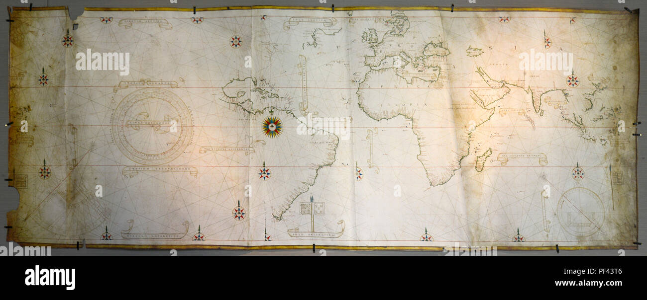 Carte du monde de Castiglioni (Planisfero Castiglioni). Archivo General de Indias, Séville, Espagne Banque D'Images