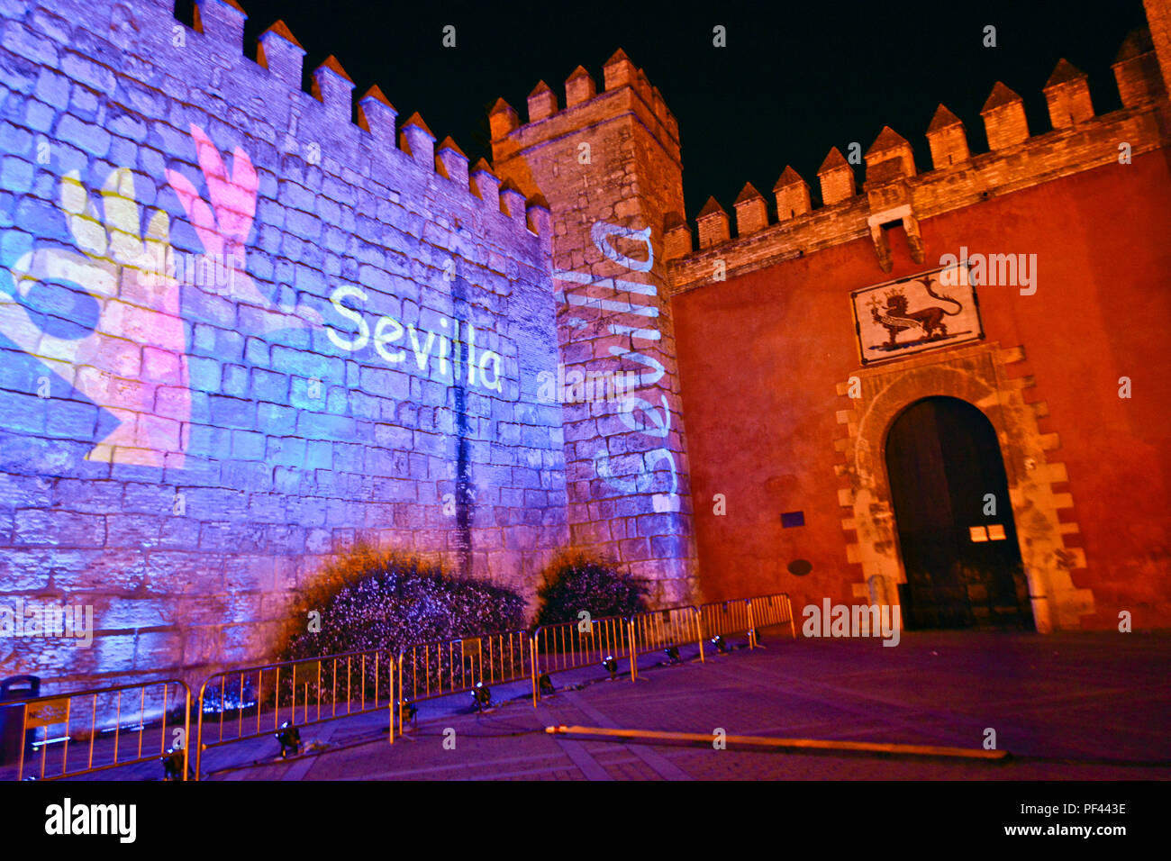 Alcazar de Séville (Real Alcazar de Séville), porte du Lion, Espagne Banque D'Images