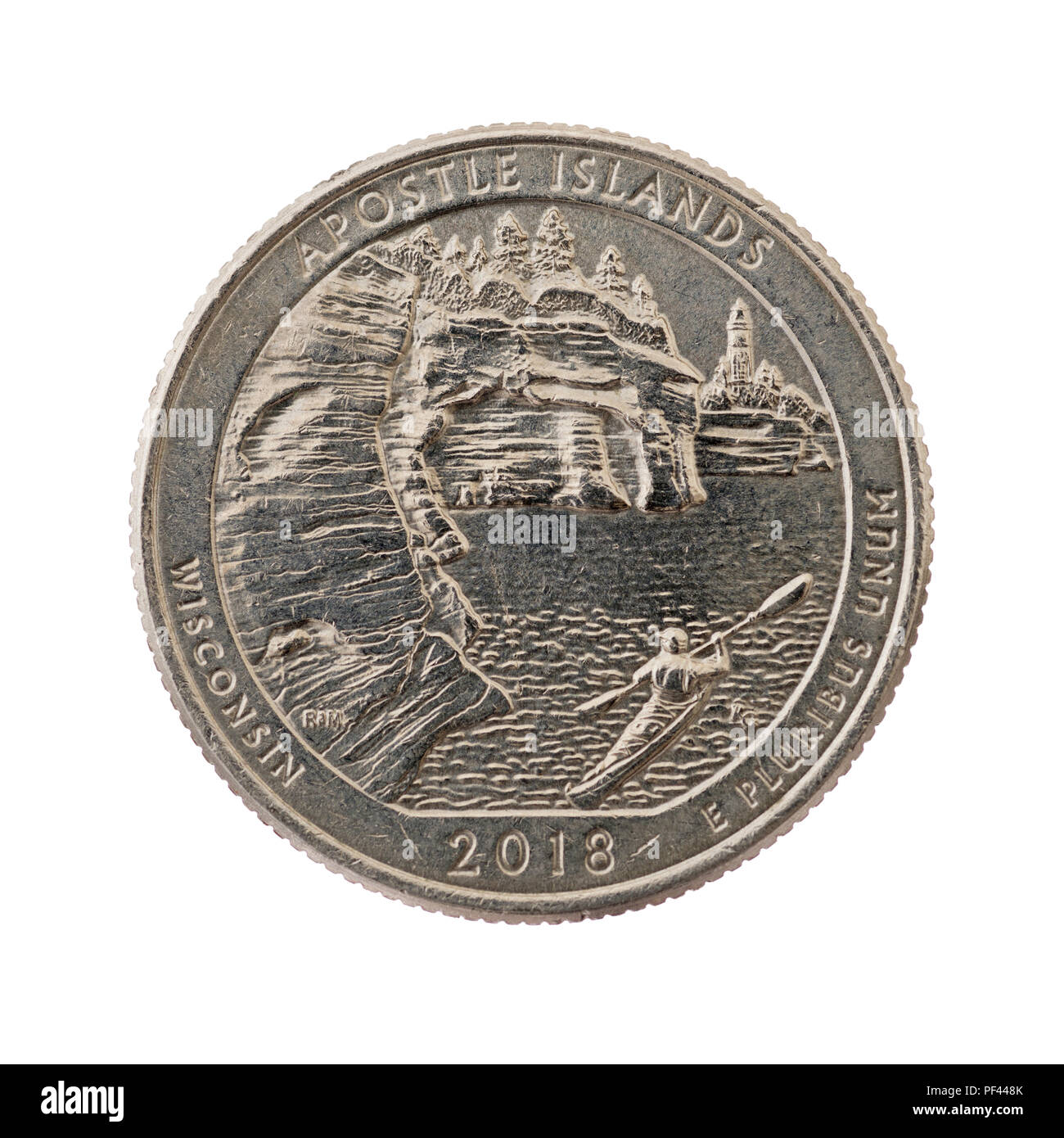 Îles Apostle Wisconsin trimestre commémorative coin isolated on white Banque D'Images
