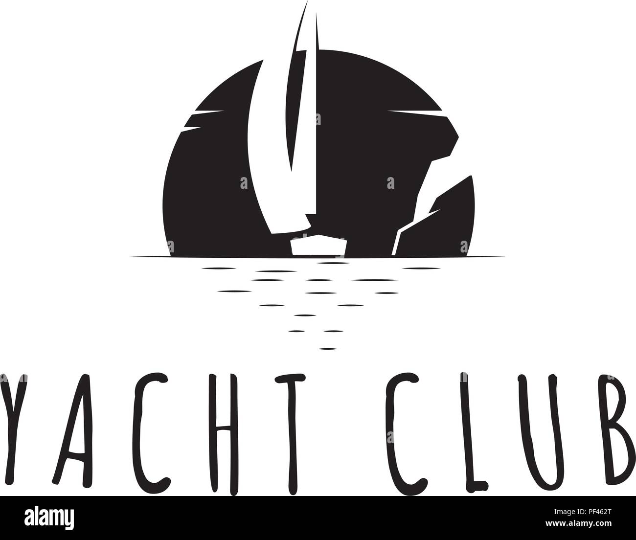 Yacht Club Black logo vector image fond blanc Illustration de Vecteur