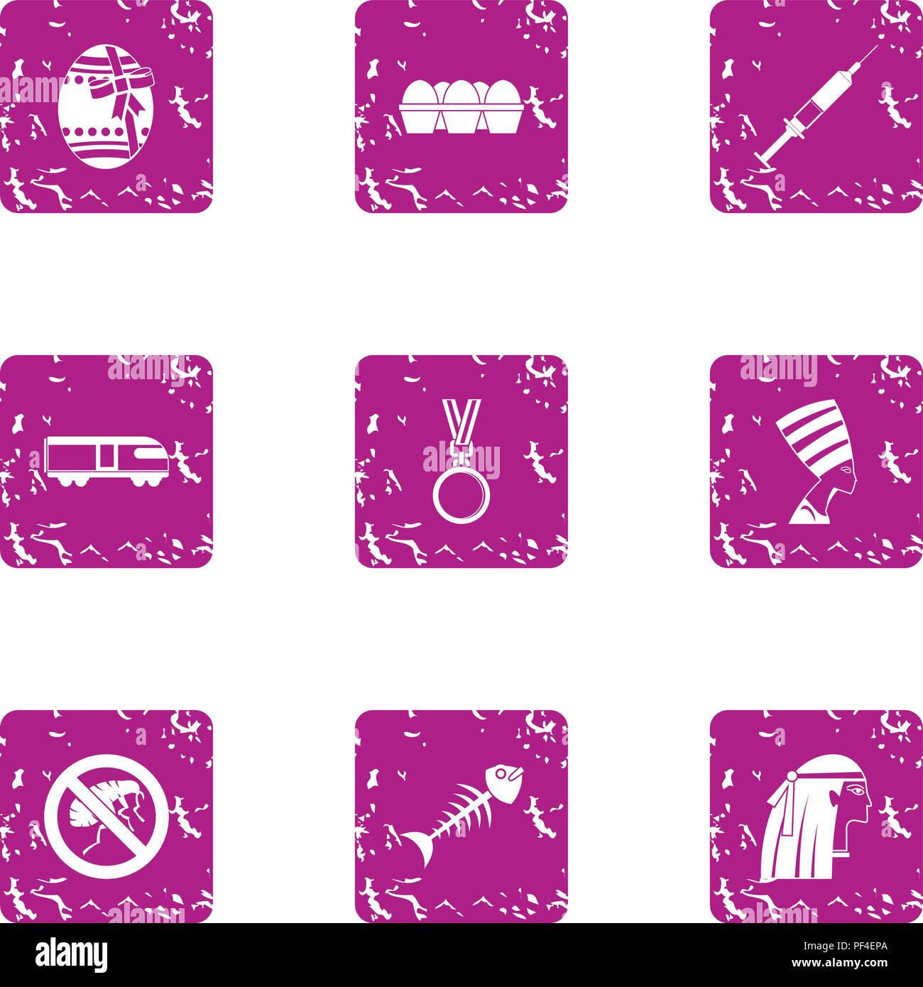 Journée repas icons set, grunge style Illustration de Vecteur