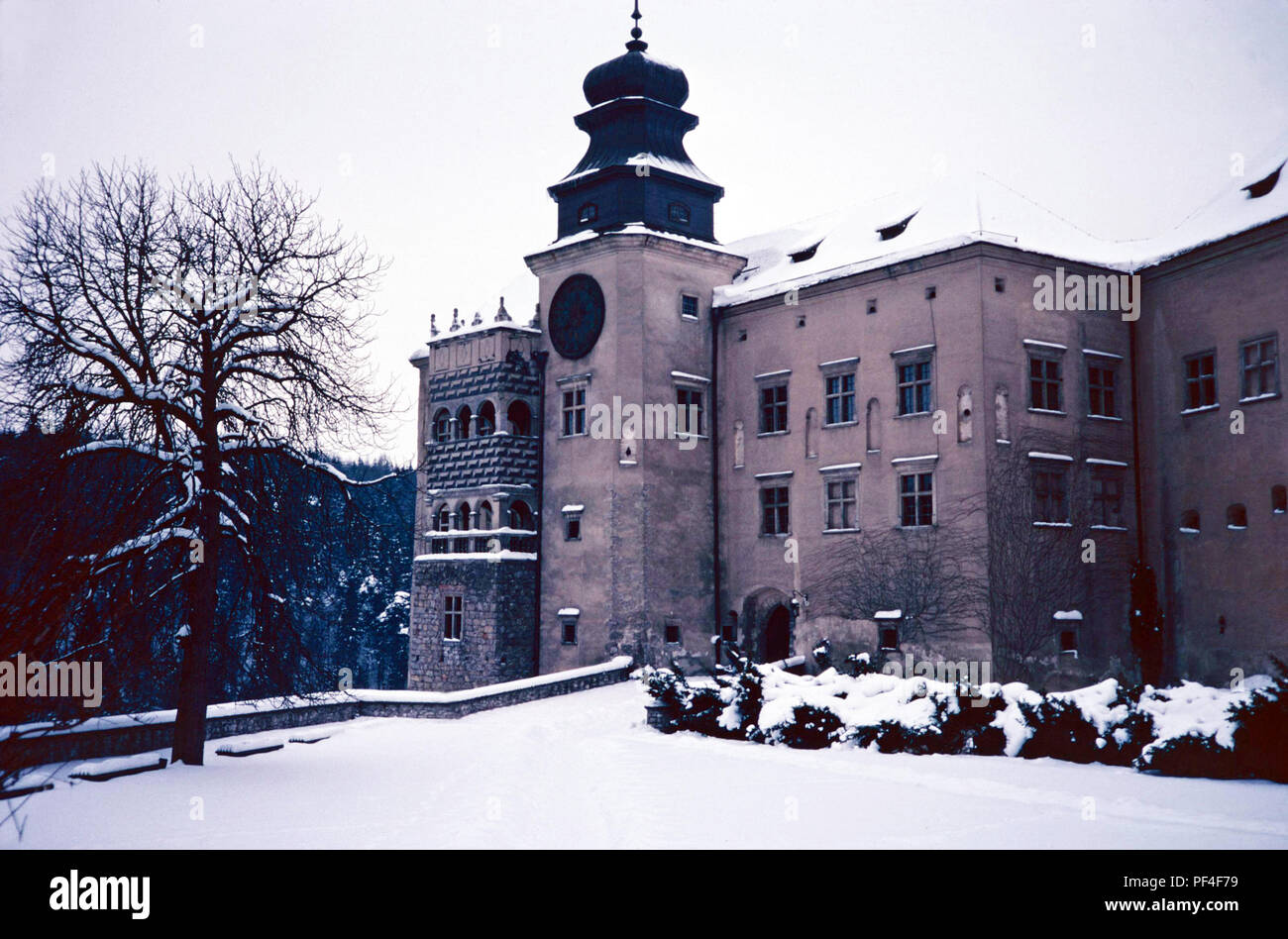 Le Château de Pieskowa Skala en hiver,Pologne Banque D'Images