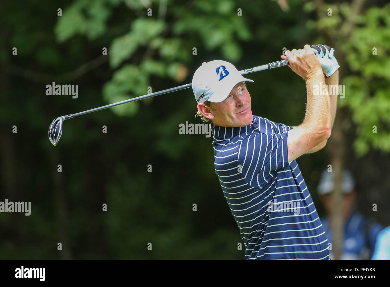 Cours de Greensboro, Caroline du Nord, USA. 19 août, 2018. 19 août 2018 : Brandt Snedeker tees au large de la deuxième tee au cours de la ronde finale de l'Wyndham Championship à Sedgefield Country Club à Greensboro, NC. Jonathan Huff/CSM Crédit : Cal Sport Media/Alamy Live News Crédit : Cal Sport Media/Alamy Live News Banque D'Images