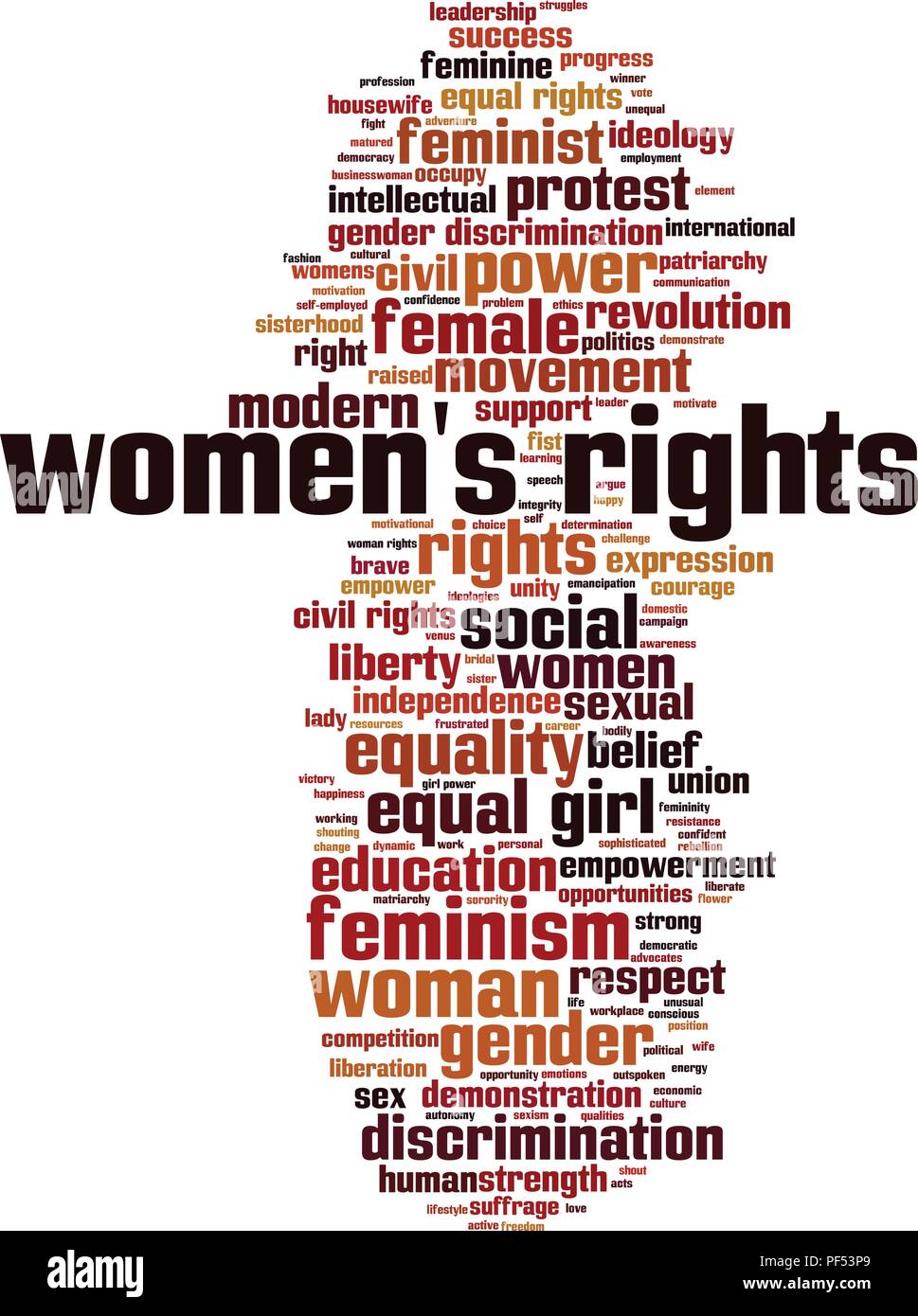 Les droits des femmes mot concept cloud. Vector illustration Illustration de Vecteur