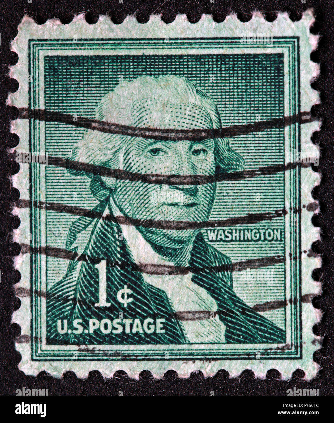 Nous vert utilisé 1c d'affranchissement timbre Washington Banque D'Images