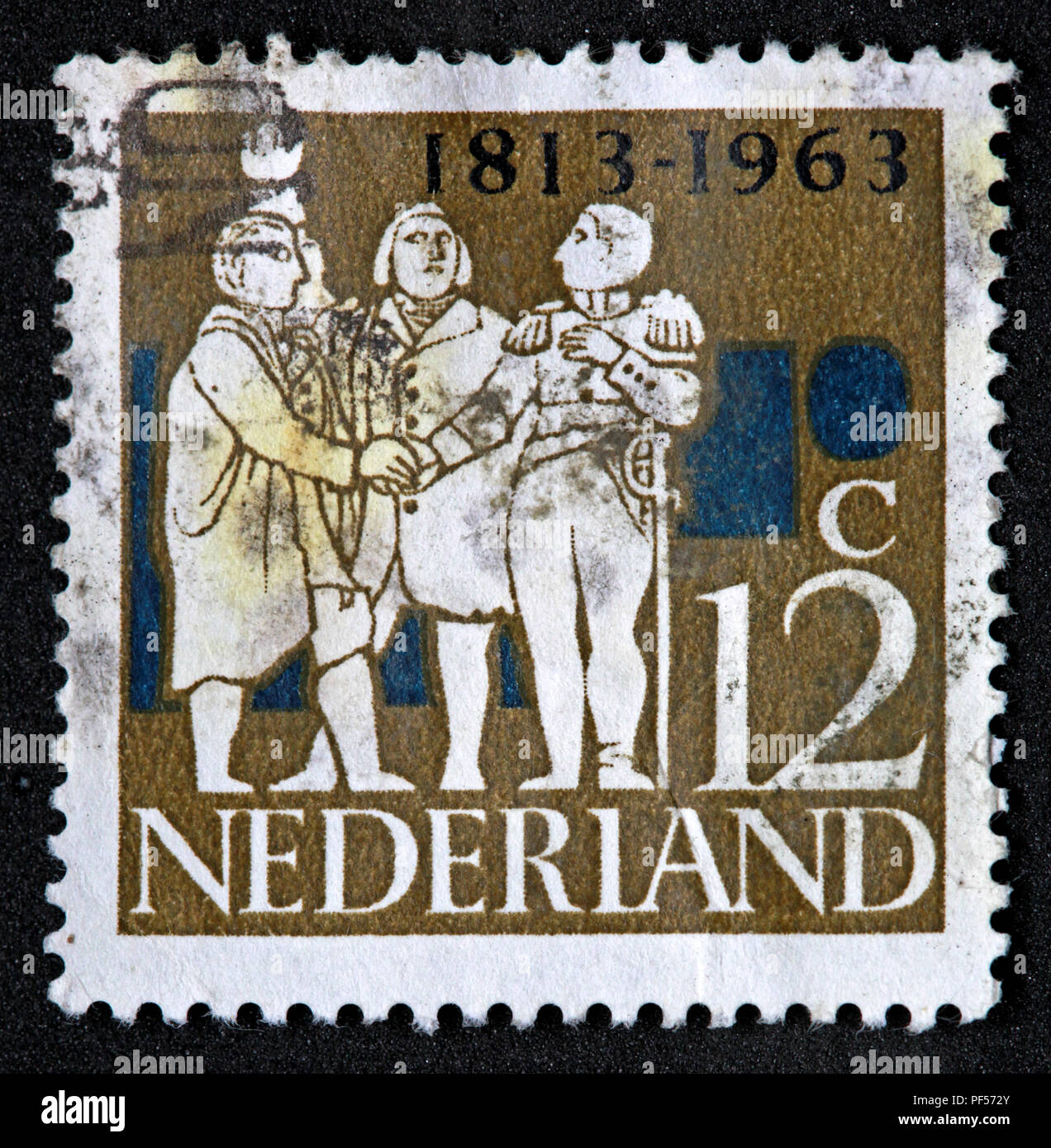 Utilisé affranchis Nederland Pays-Bas Stamp, Brown 12c 12 100 1813-1963 Banque D'Images