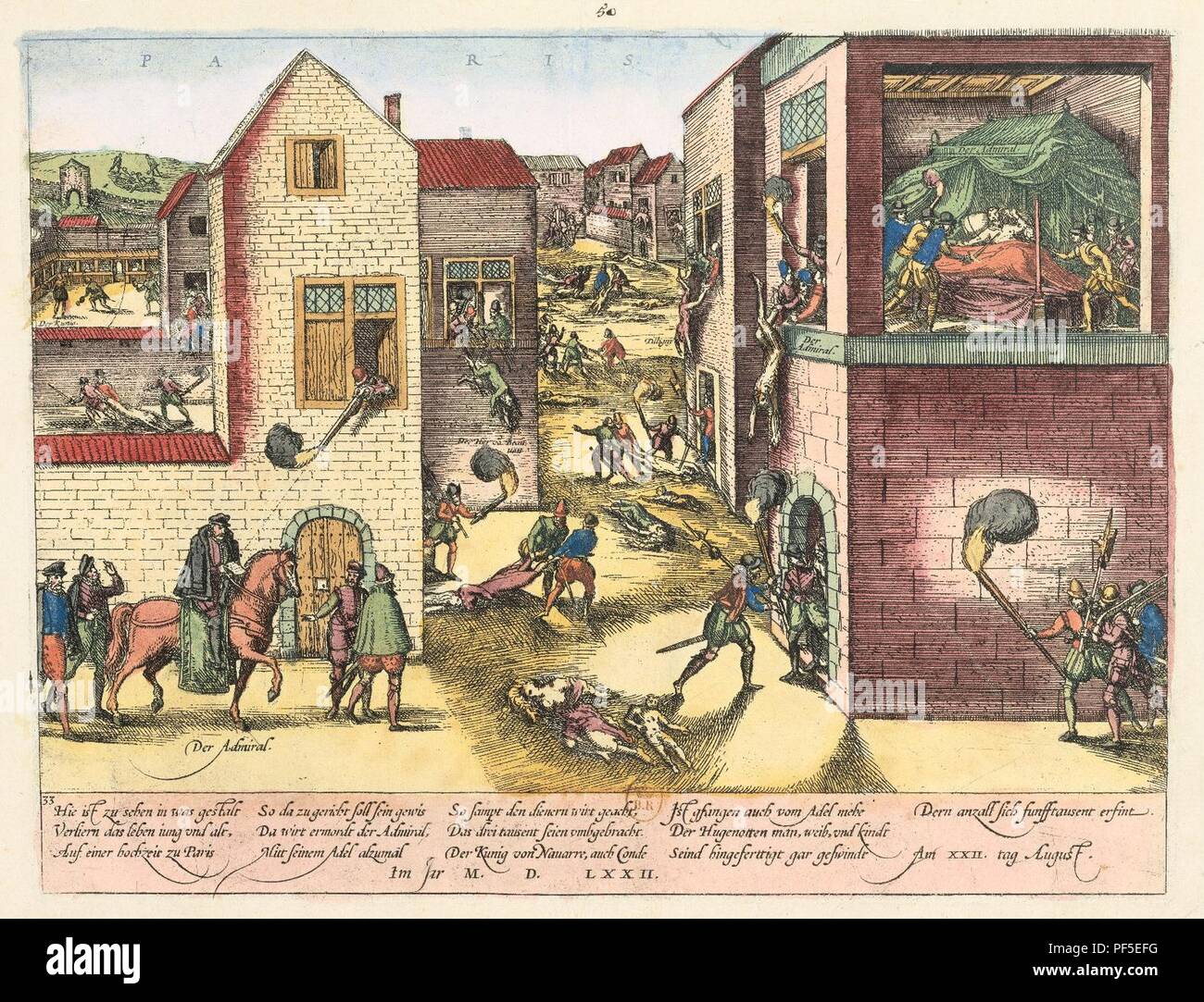 Assassinat de Coligny et le massacre de la Saint-Barthélemy (1572). Banque D'Images