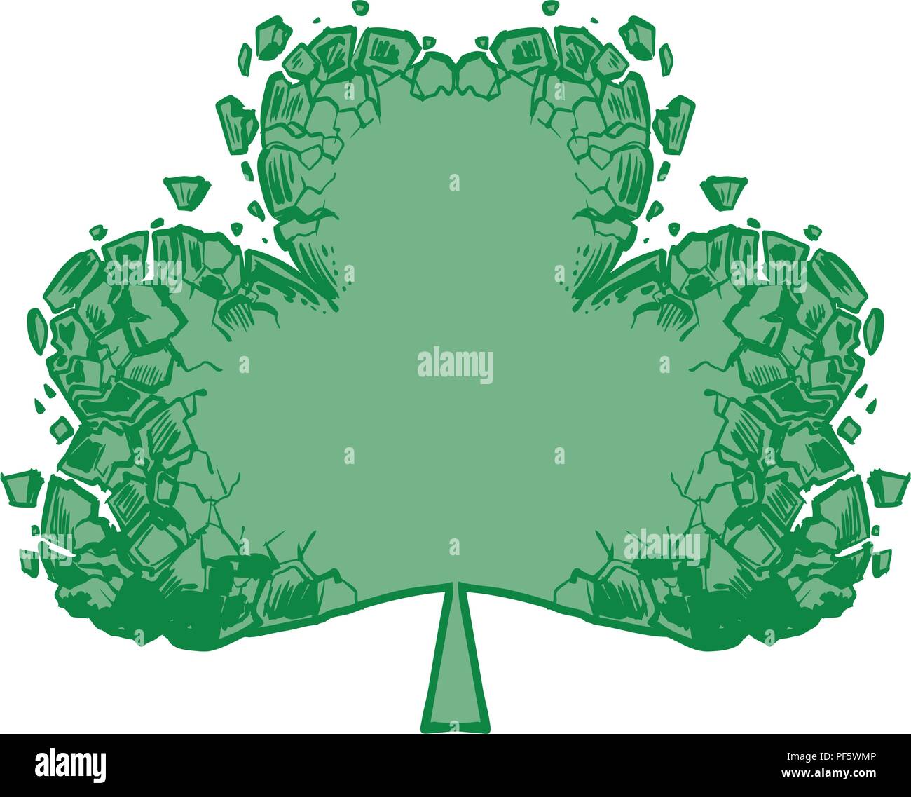 Vector cartoon clip art illustration d'un modèle d'arrière-plan ou s'émietter l'égrenage trèfle irlandais vert ou de trèfle. Illustration de Vecteur