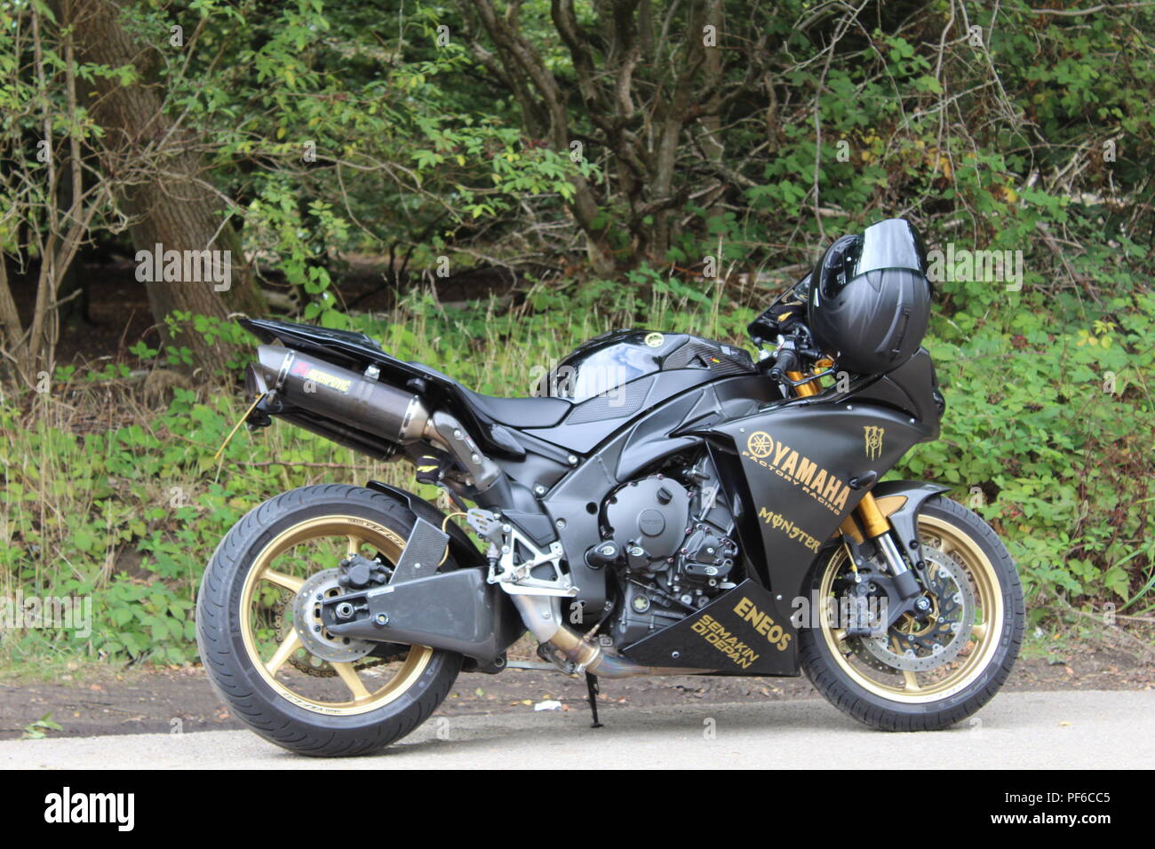 Moto Yamaha à Epping Forest Banque D'Images
