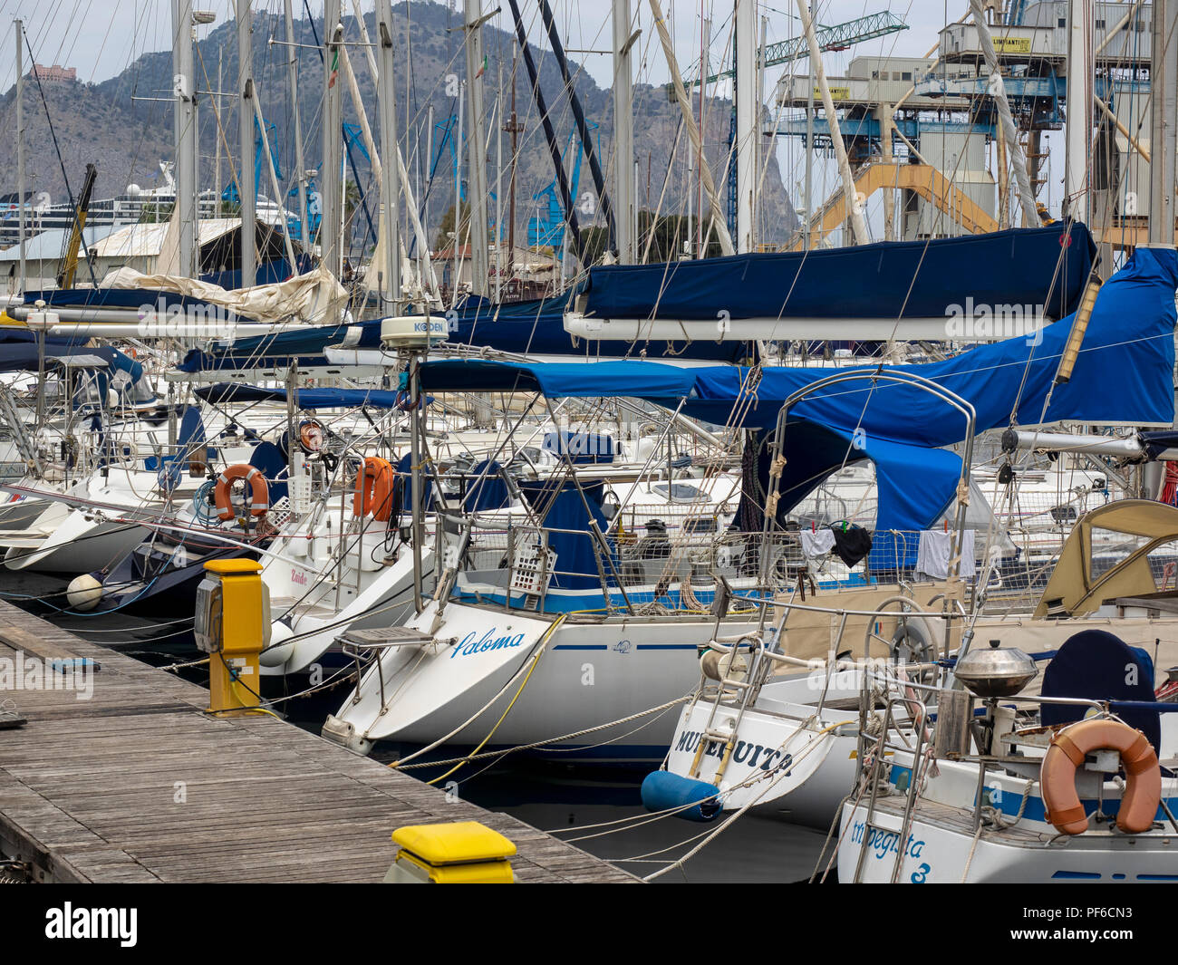 PALERME, SICILE, ITALIE - 21 MAI 2018: Yachts dans le port de plaisance du Vieux Port (la Cala) Banque D'Images