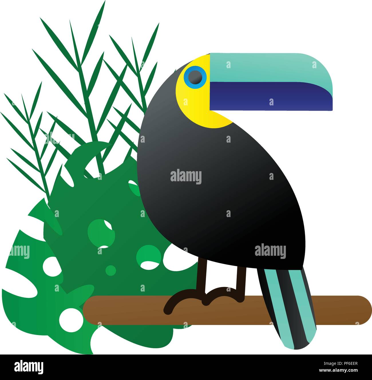 Vector illustration d'un oiseau tropical lumineux Toucan sur un fond floral Illustration de Vecteur