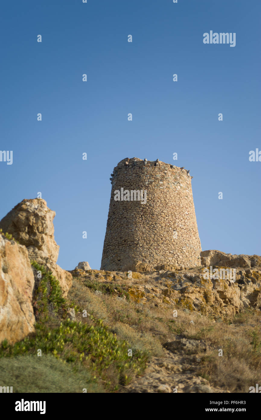 La tour génoise, L'Île-Rousse, Corse, France, Europe Banque D'Images