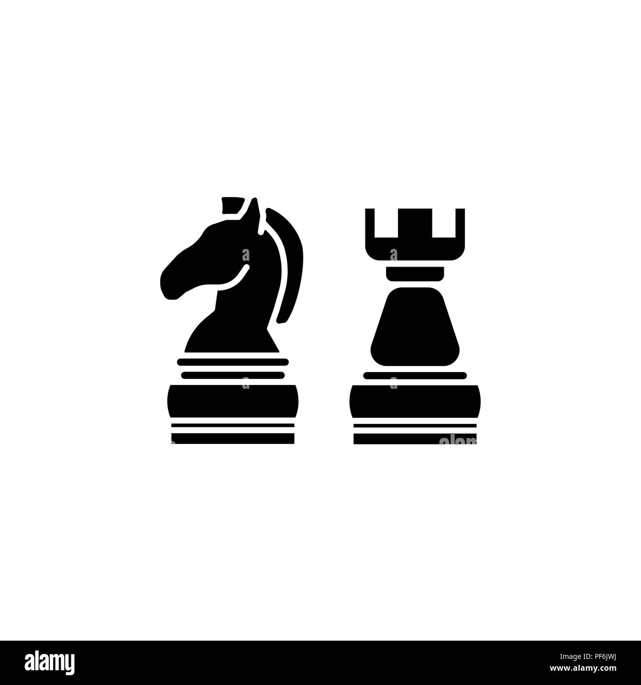 L'icône d'échecs vector blanc sur un fond noir Illustration de Vecteur