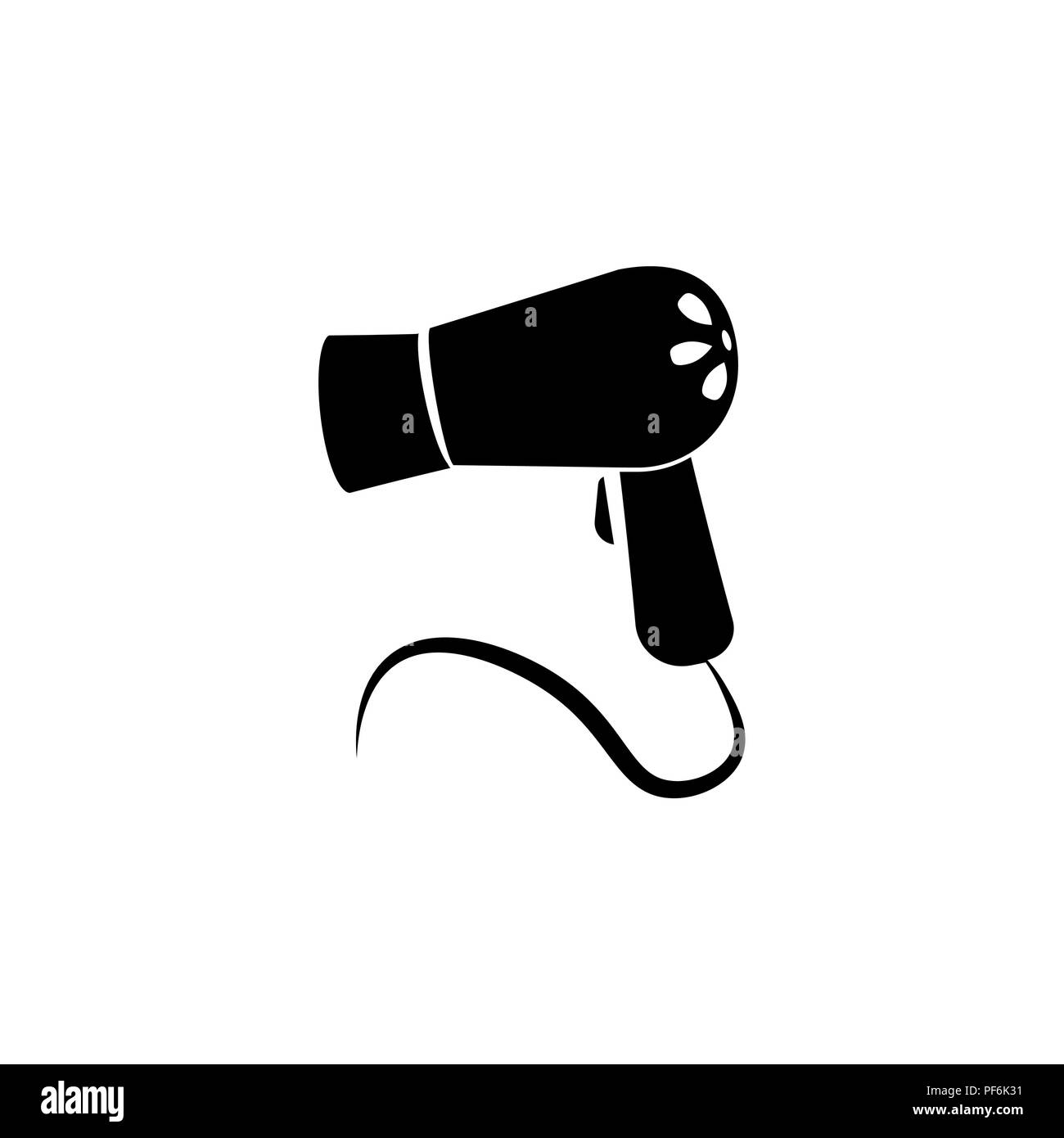 Sèche-cheveux vecteur icône noir sur fond blanc Illustration de Vecteur