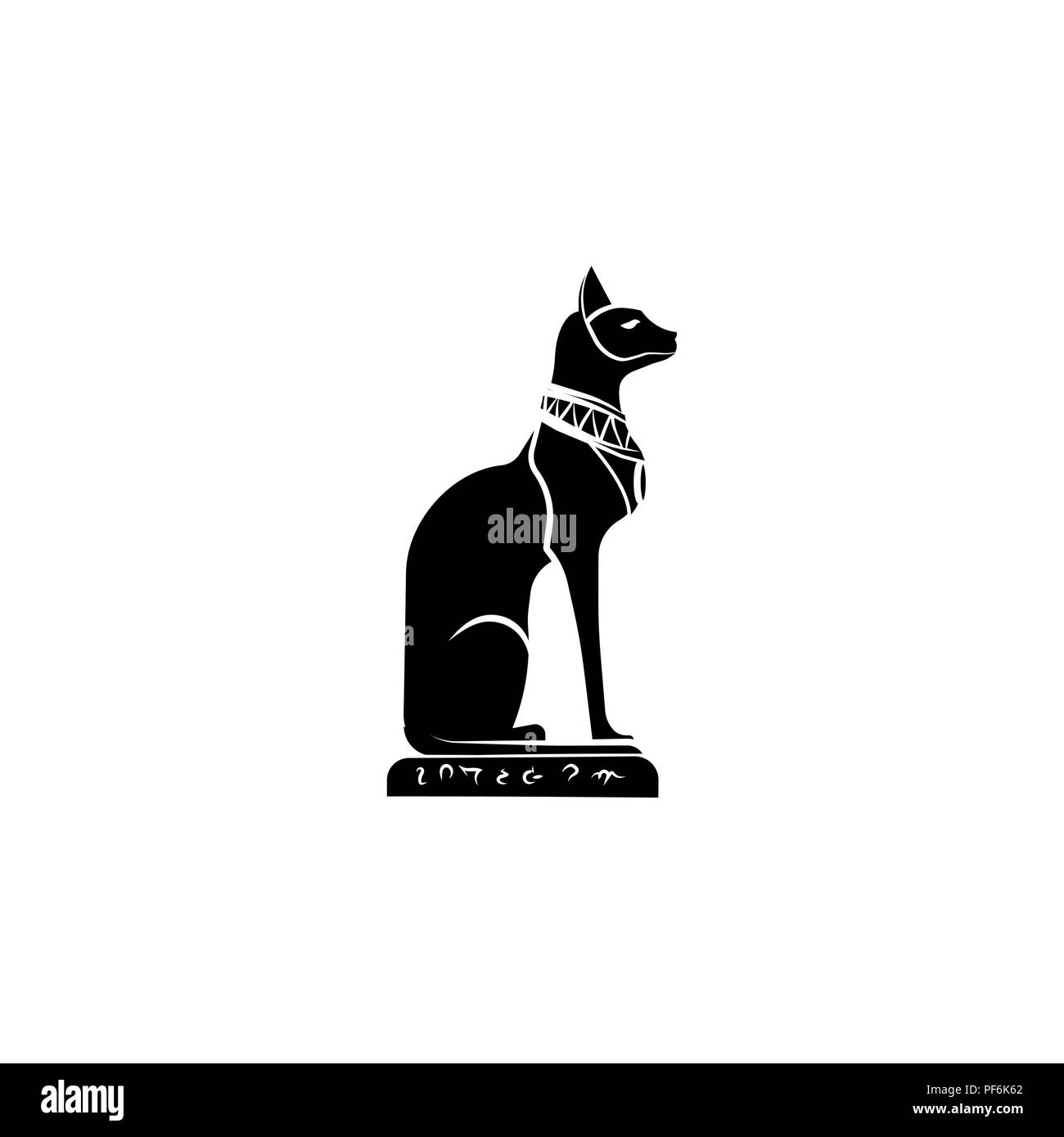 L'icône de la déesse Bast. L'icône de chat noir sur fond blanc Illustration de Vecteur