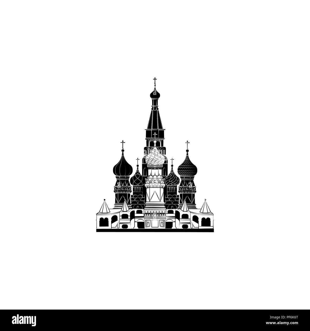 Attractions touristiques du monde. La Cathédrale Saint-Basile à Moscou Illustration de Vecteur