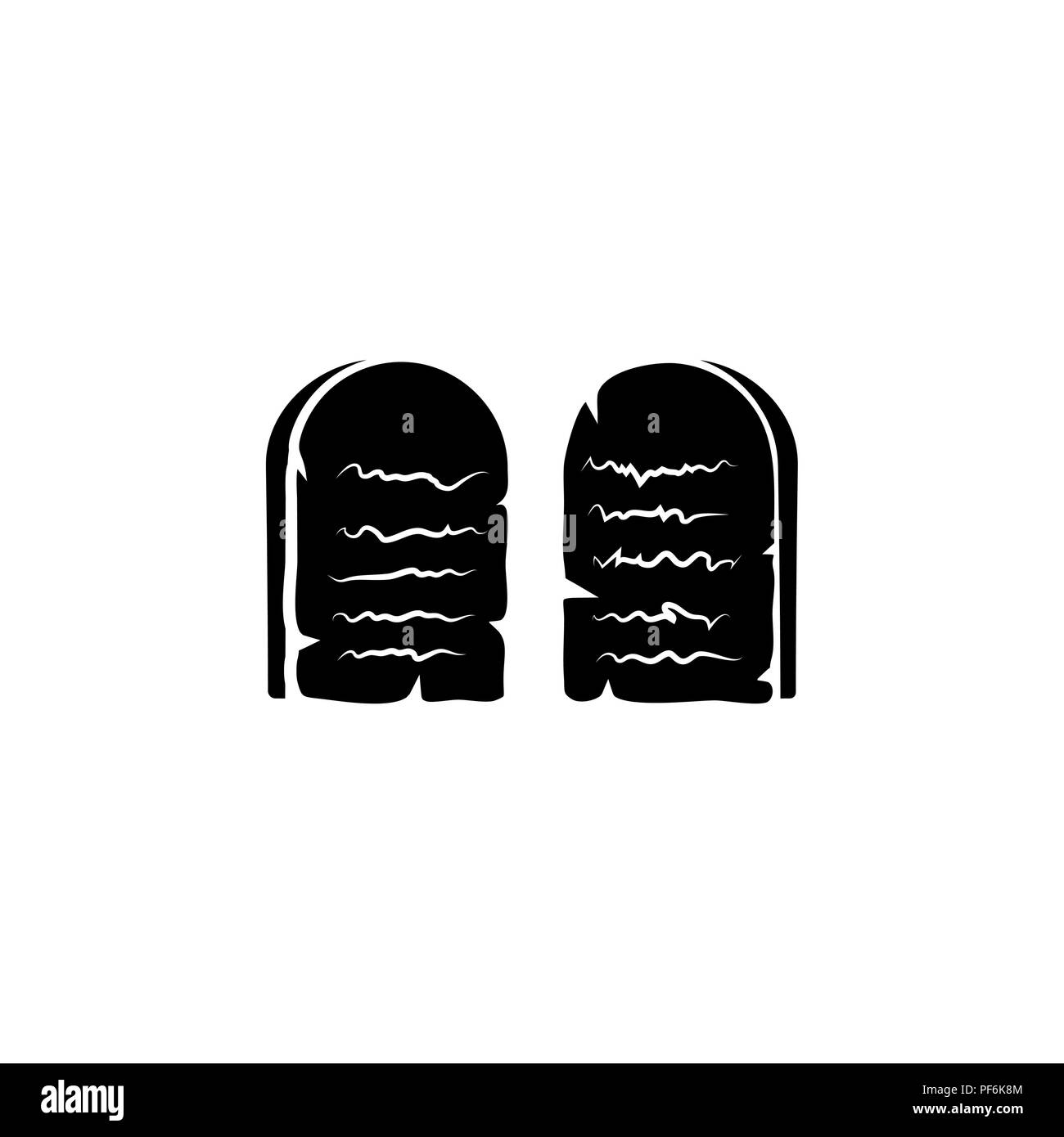 Des tablettes de pierre. Dix Commandements noir sur fond blanc Illustration de Vecteur
