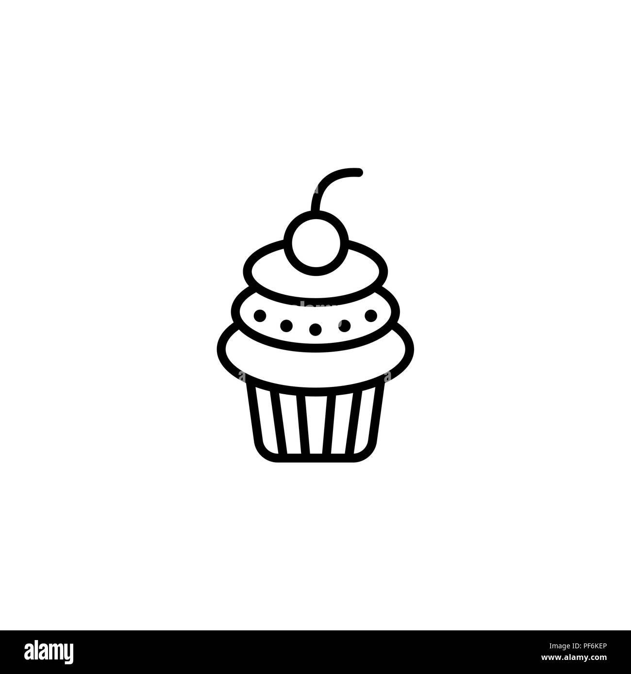 L Icone De La Ligne Web Gateau Gateau D Anniversaire Noir Sur Fond Blanc Image Vectorielle Stock Alamy