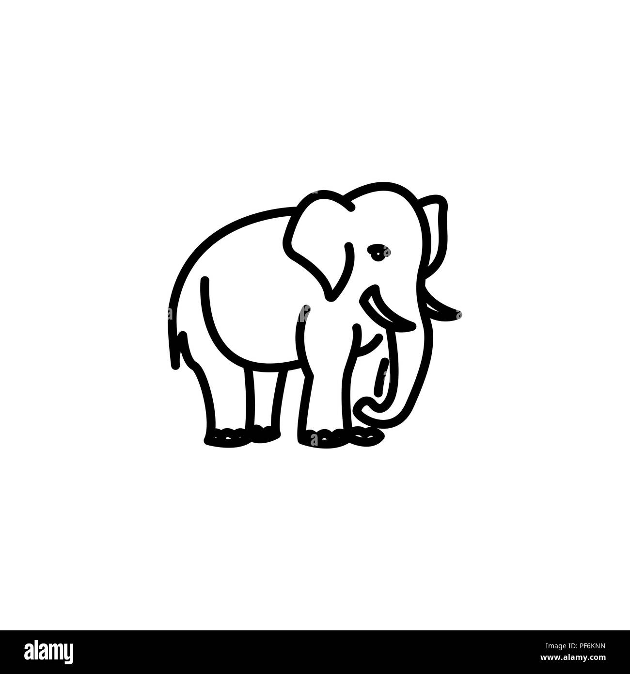 L'icône de la ligne web. Elephant ; les animaux sauvages noir sur fond blanc Illustration de Vecteur