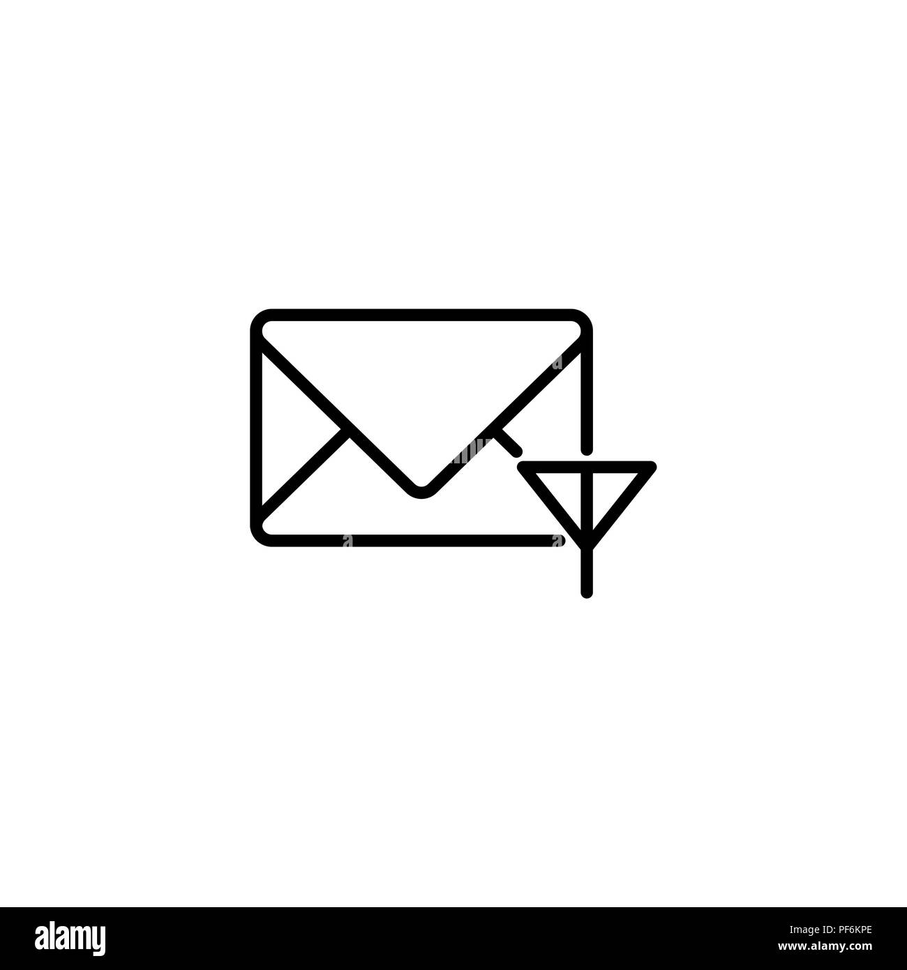 L'icône de la ligne web. La communication réseau (enveloppe et antenne), message Illustration de Vecteur