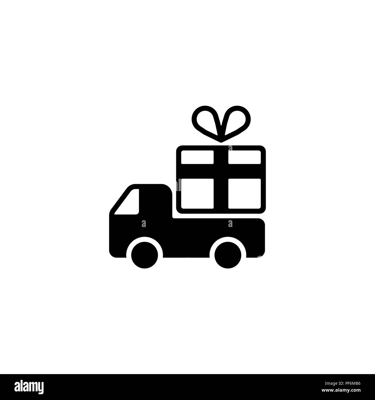 L'icône de la ligne web. Chariot avec un cadeau, l'icône de livraison Illustration de Vecteur