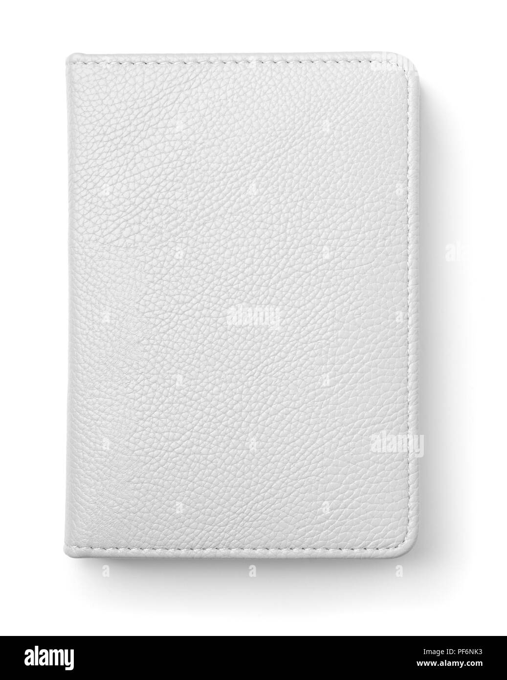 Vue de dessus de l'ordinateur portable en cuir blanc isolated on white Banque D'Images