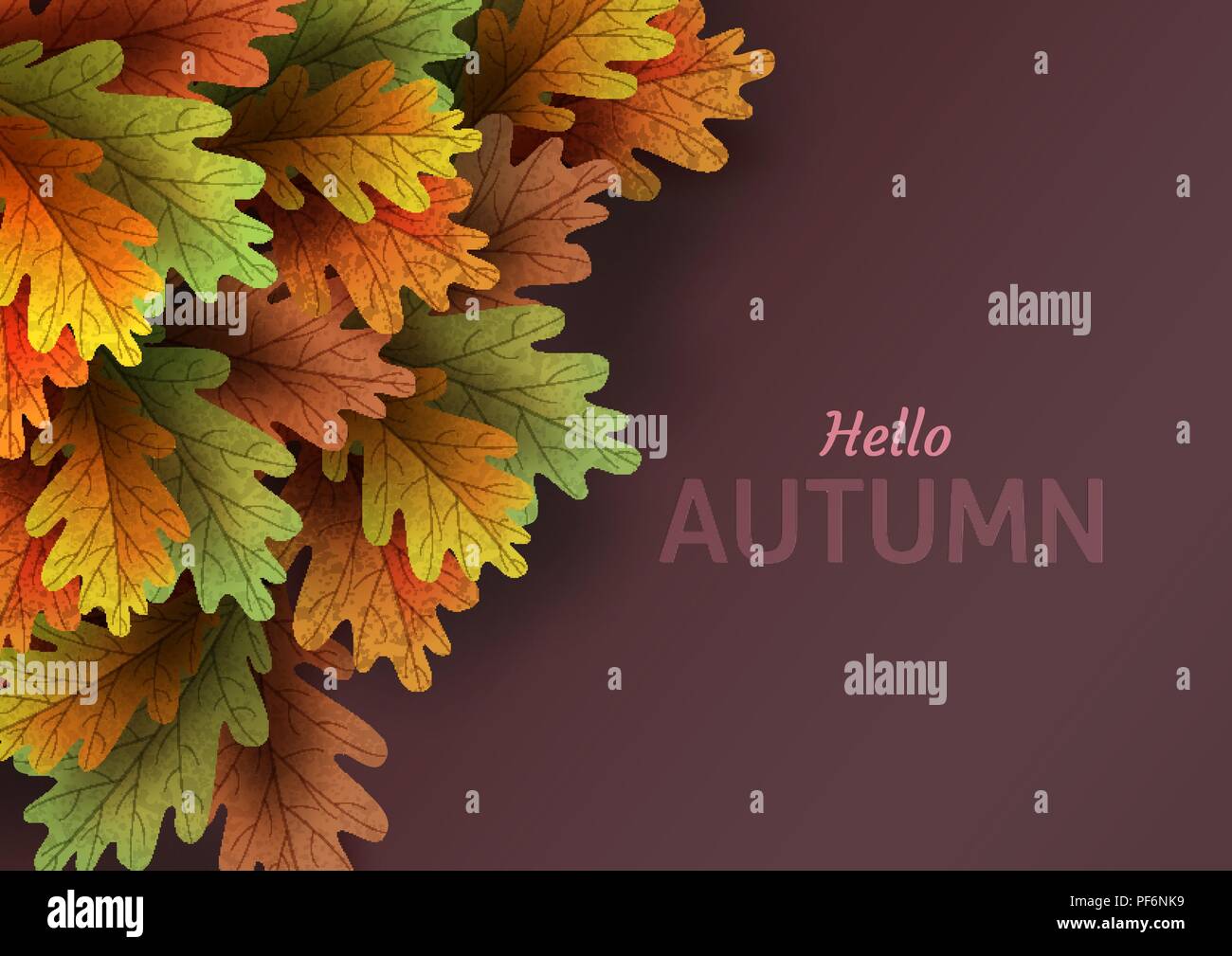Les feuilles d'automne. Automne feuilles de chêne très colorés. Modèle pour les affiches. Vente saisonnière en boutique. Vector Illustration Illustration de Vecteur