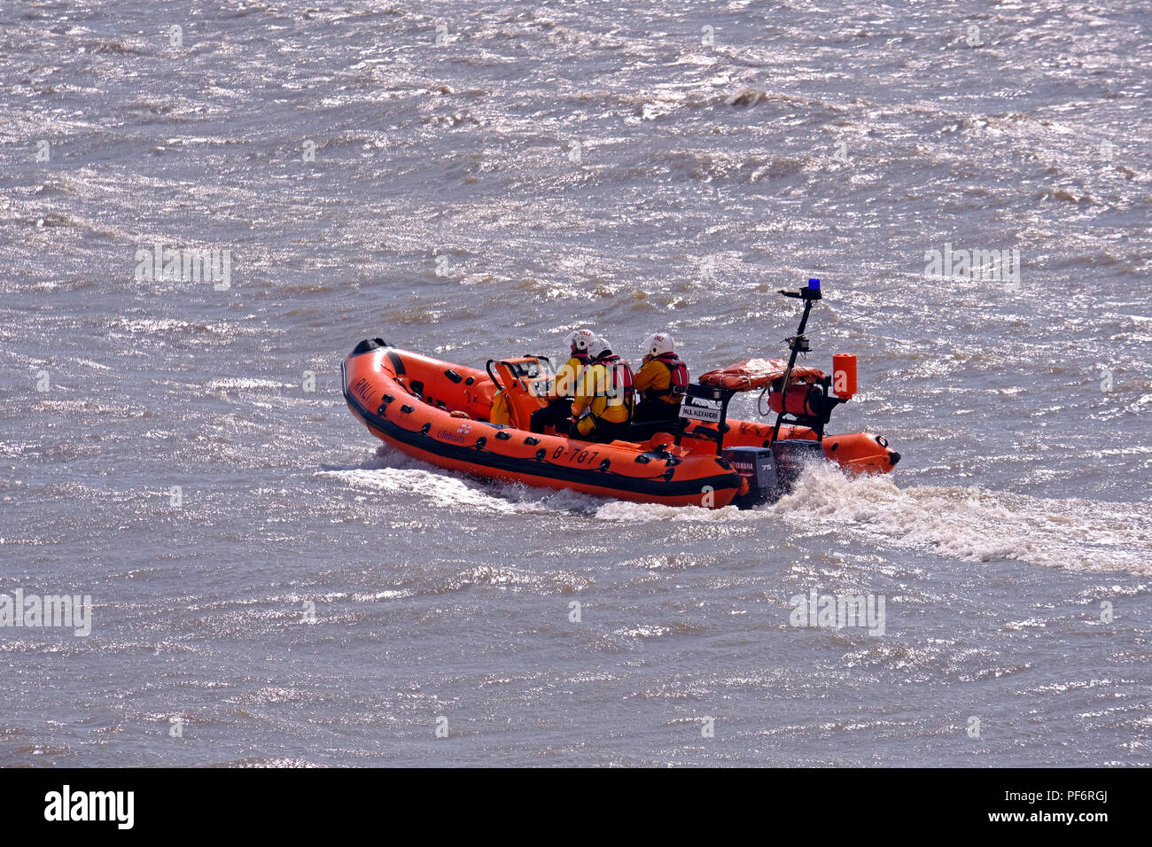 Weston-super-Mare, Royaume-Uni. 19 août, 2018. Une embarcation de sauvetage démontre à l'assemblée annuelle de la journée portes ouvertes de la RNLI. Credit : Keith Ramsey/Alamy Live News Banque D'Images