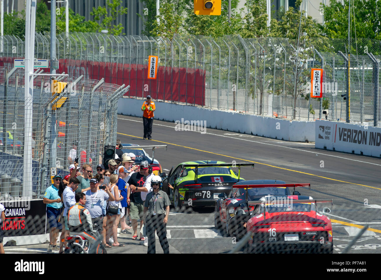 Le jour de la course Indy car à Toronto. Porsche GT3 Cup Canada Banque D'Images