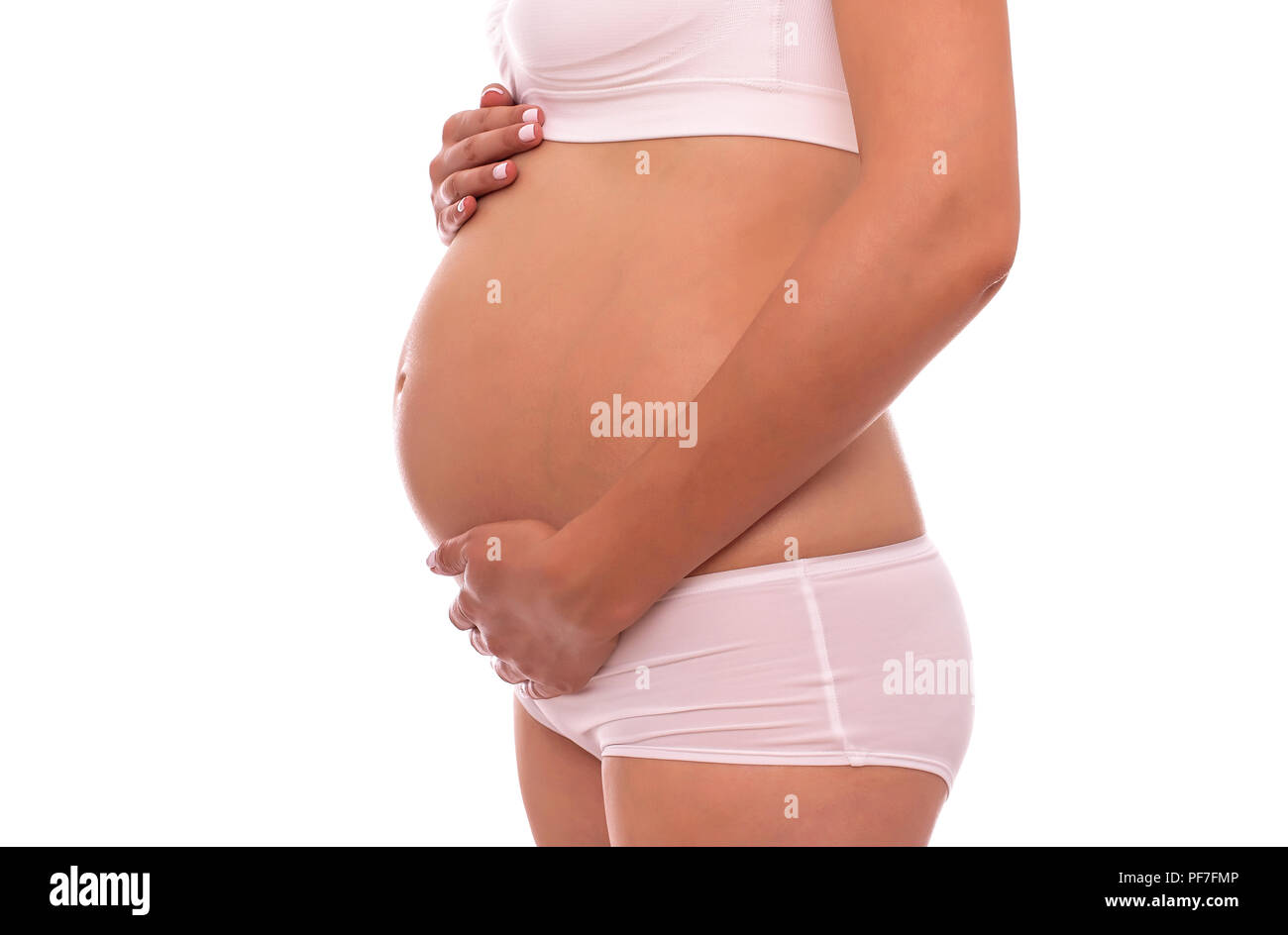 La grossesse. La période est de 20 semaines. Close-up montre la région abdominale. Banque D'Images