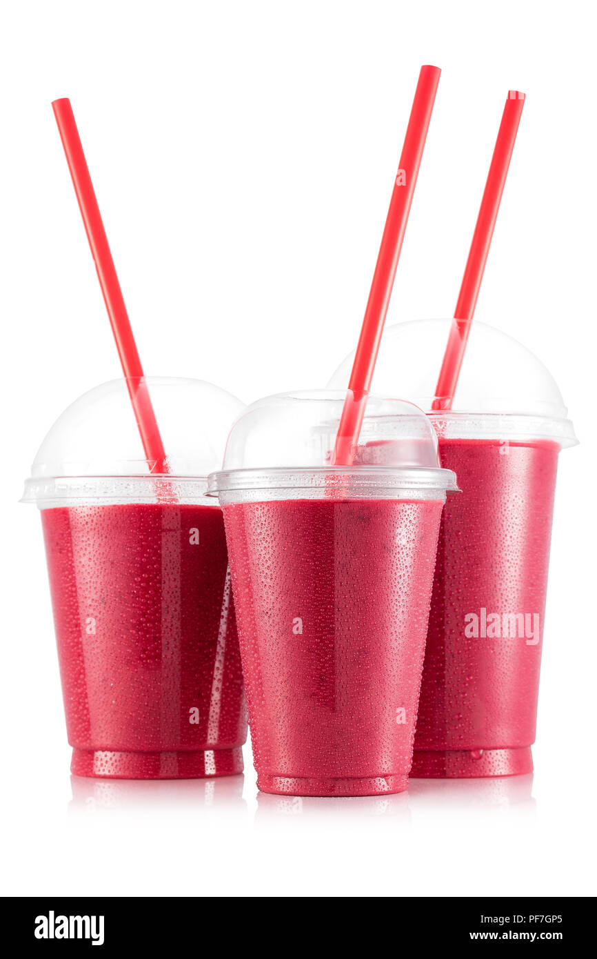 Smoothie aux framboises et apple en synthétique avec fruit isolé sur fond blanc Banque D'Images