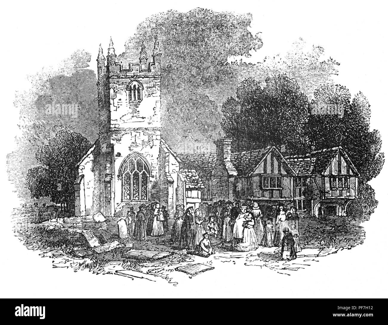 Un enterrement qui aura lieu au St Luke's Church, Clifford, West Yorkshire. Construit en 1841/2, l'église est d'une plate-forme cruciforme et d'une nature néo-gothique. La tour est située à l'extrémité ouest de l'église possédait à l'origine quatre pinacles, mais elles ont été jugées dangereuses et supprimé en 1905. Banque D'Images