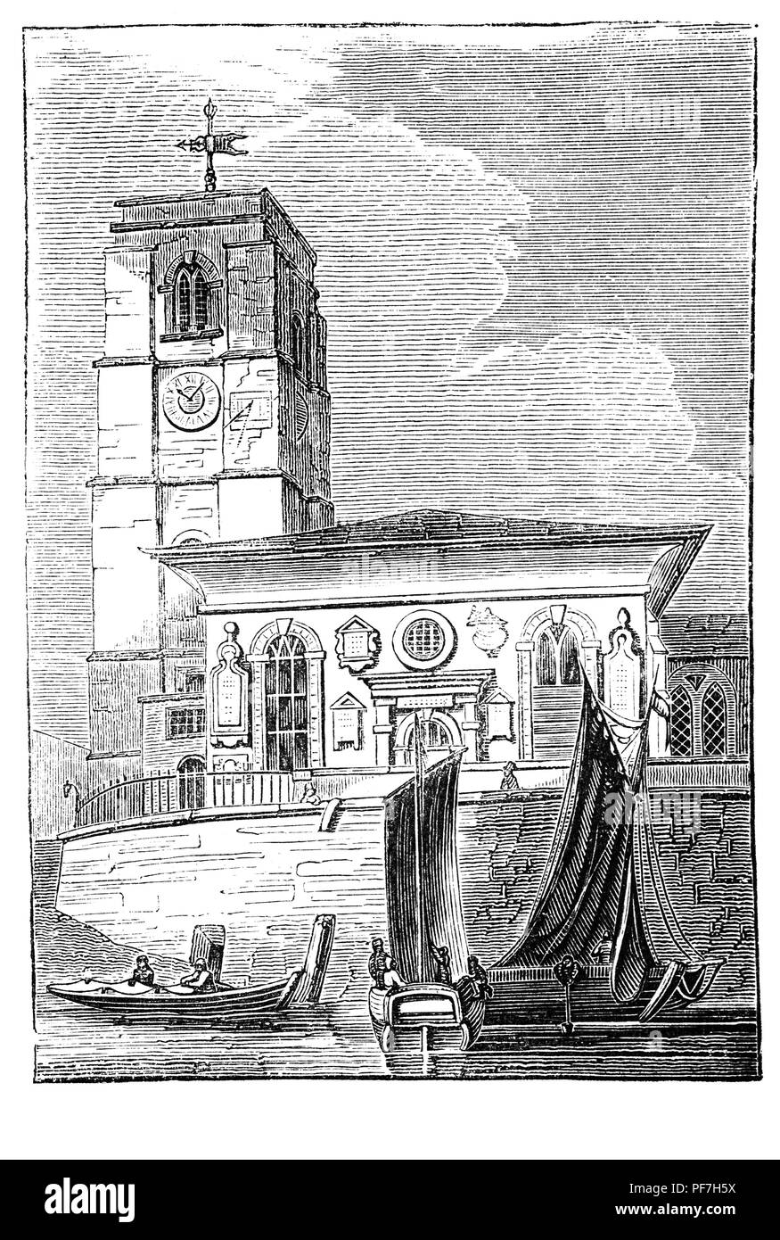 12e siècle Chelsea ancienne église, aka Tous les Saints, est une église anglicane sur l'ancienne rue de l'Église, Chelsea, Londres, Angleterre, près de l'Albert Bridge. C'était l'église paroissiale de Chelsea lorsqu'il a été un village, avant qu'il ne soit englouti par Londres. Le bâtiment était composé d'un chœur du 13ème siècle avec des chapelles à l'amérique du nord et du sud (c.1325) et une nef et une tour construite en 1670. La chapelle au sud a été reconstruit en 1528 que Sir Thomas More's chapelle privée. dates de 1157. Banque D'Images