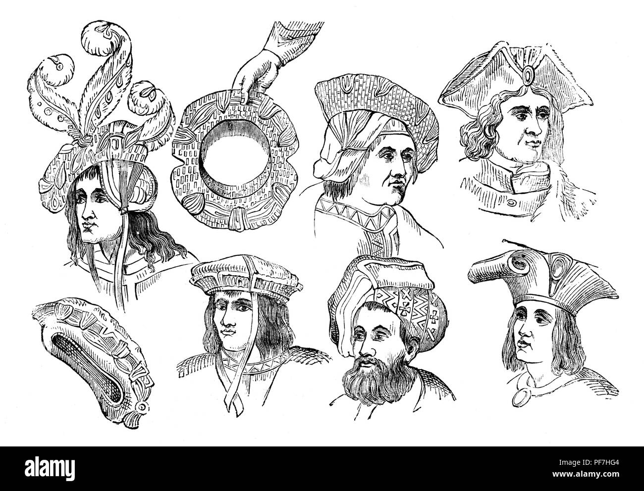 16ème siècle : la mode Men's head robes. Banque D'Images