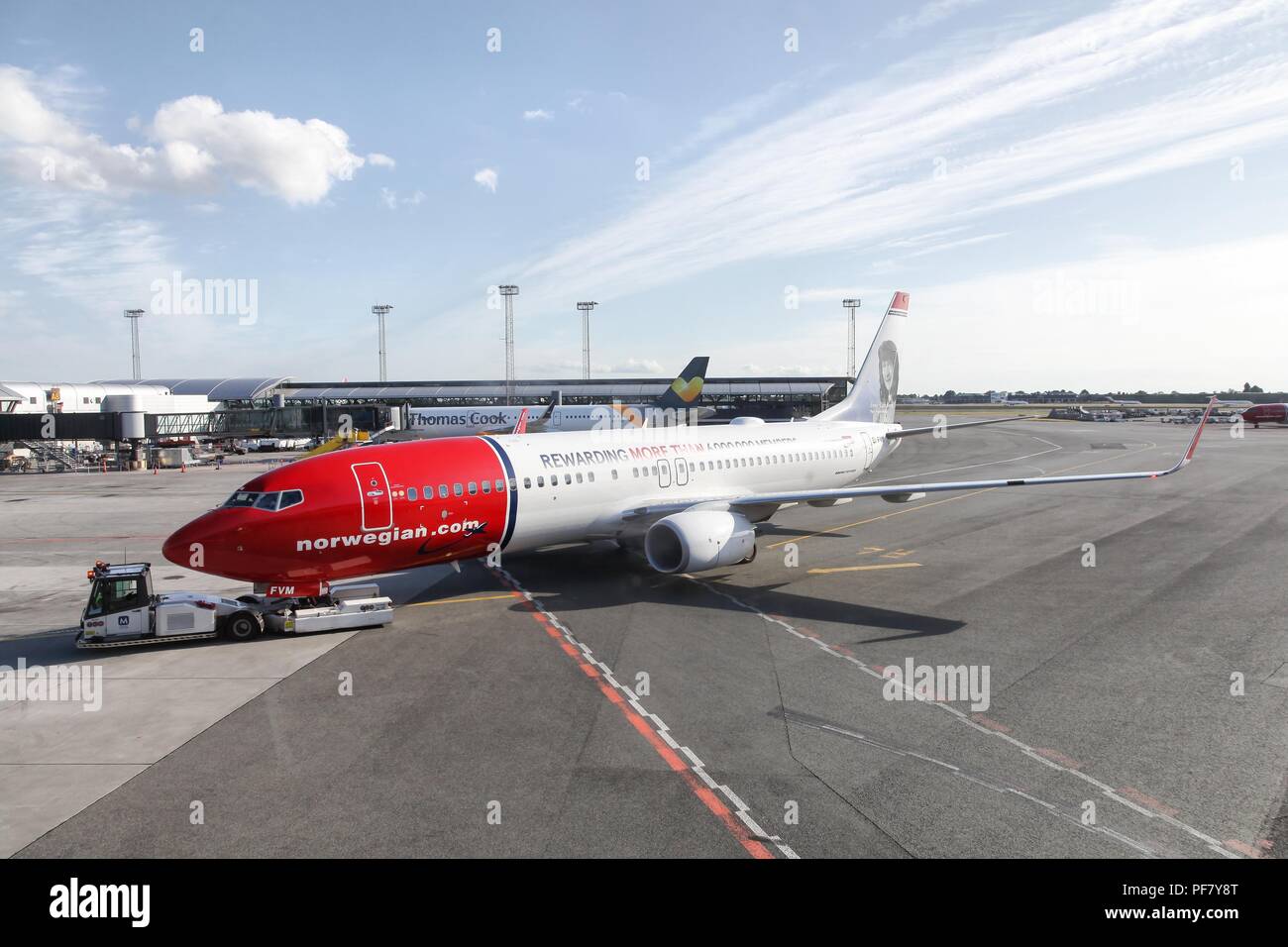 Copenhague, Danemark - 24 juin 2018 : Avion norvégien à l'aéroport de Copenhague au Danemark. Norwegian Air Shuttle ASA,est une compagnie aérienne à bas prix Banque D'Images