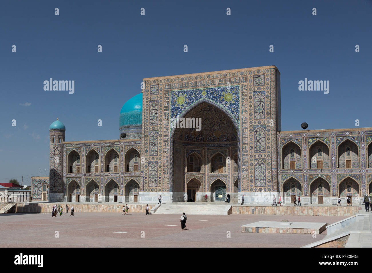 La place du Registan, Samarkand, Ouzbékistan, Route de la soie, l'Asie centrale. Banque D'Images